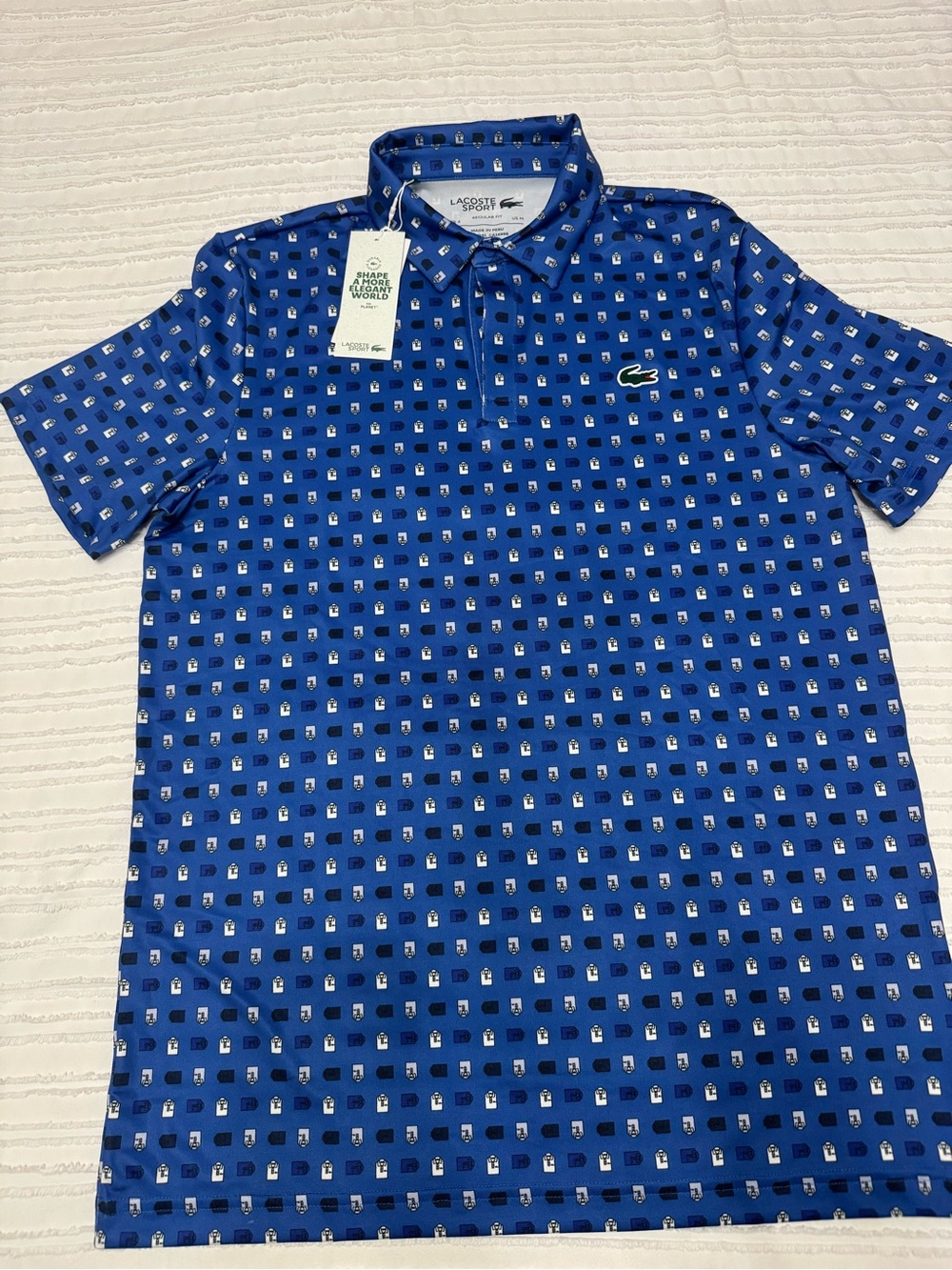 Lacoste Men's Royal Blue Geometric Print Polo